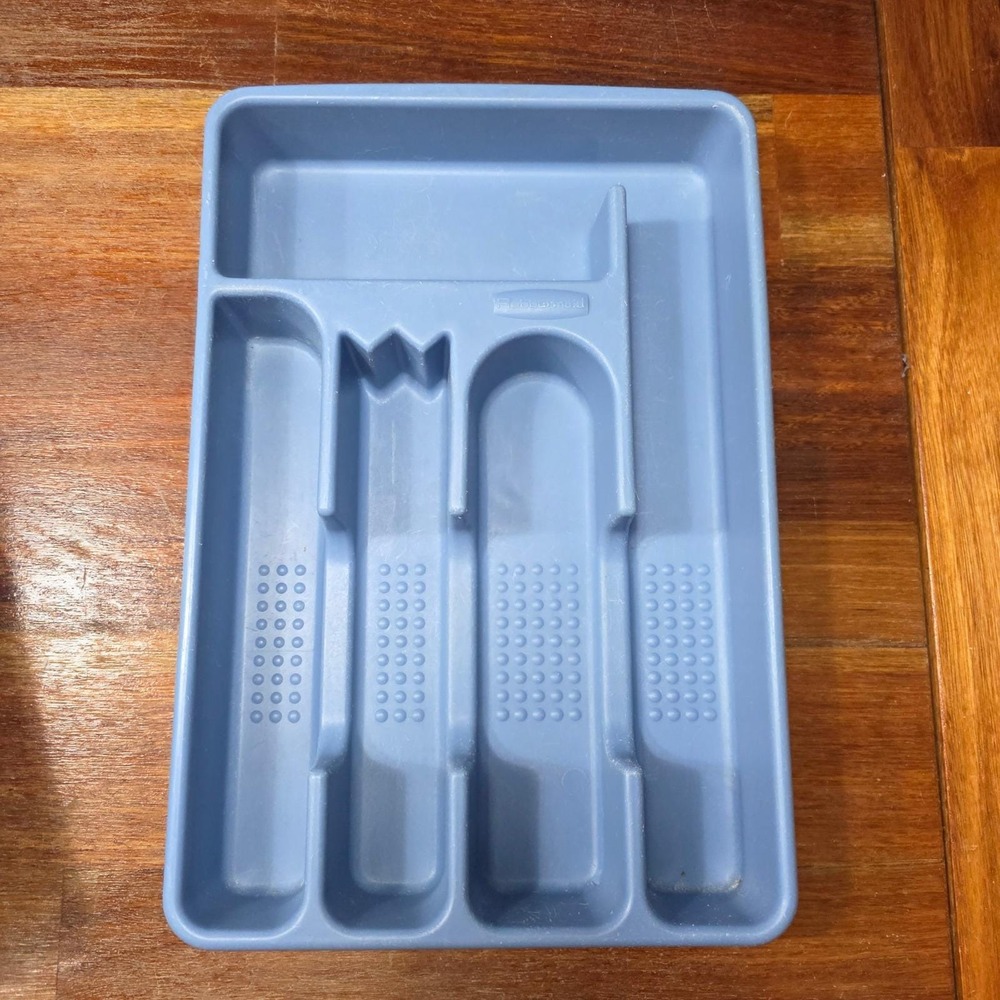 Rubbermaid Vintage‎ Blue Plastic Silverware Drawer Organizer Tray 5 Compartment